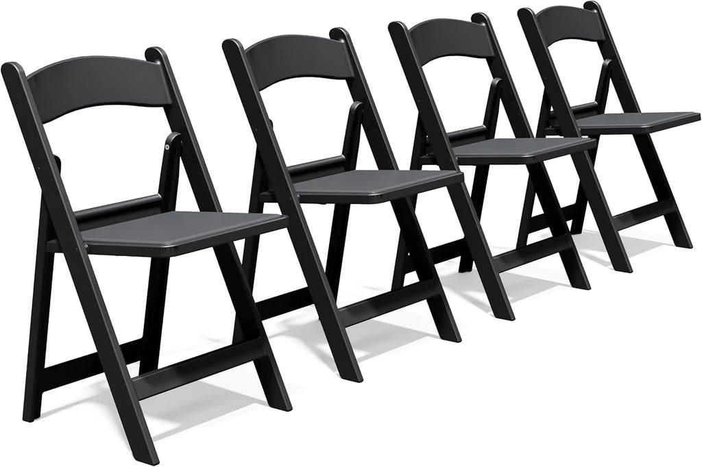 Resin Folding Chairs with Cushion for Wedding, Party, 4 Pack, 660lbs | Black Folding Chairs with Padded, Lightweight Plastic Chairs, Comfortable Foldable Chairs for Picnic, Events, Back to School