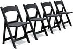 Resin Folding Chairs with Cushion for Wedding, Party, 4 Pack, 660lbs | Black Folding Chairs with Padded, Lightweight Plastic Chairs, Comfortable Foldable Chairs for Picnic, Events, Back to School