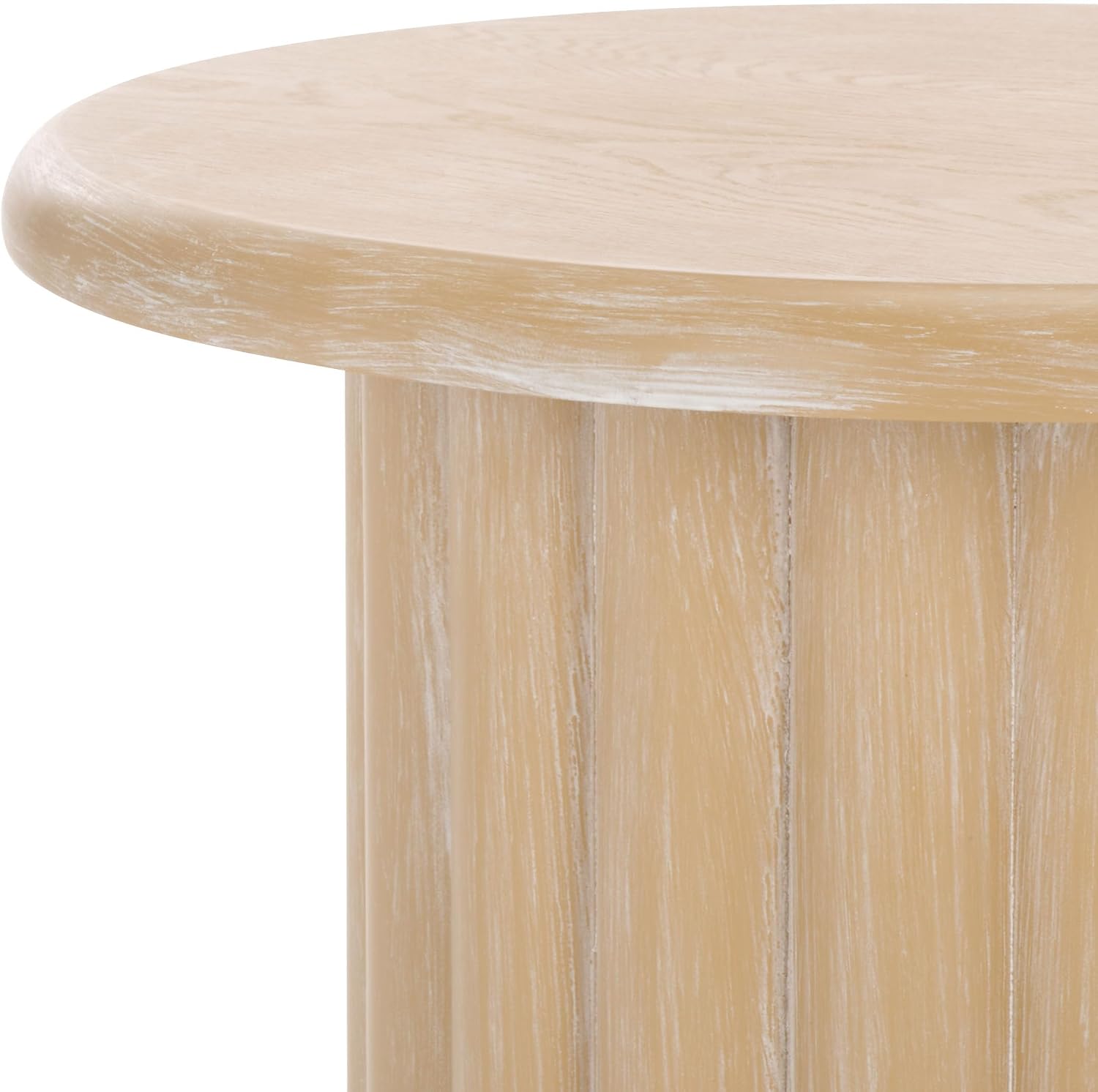 SAFAVIEH Home Collection Monka Bleached White Round Top Pedestal End Table (Fully Assembled)