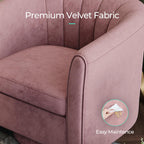 LINSY Large Swivel Accent Chair with Ottoman, Velvet Barrel Chair with Footrest, Modern Upholstered Comfy Reading Chair Armchair for Living Room, Bedroom, Study Room, Office, Pink