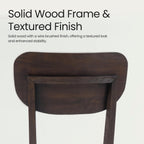 COLAMY Solid Wood Dining Chairs Set of 6, Mid Century Modern Upholstered Kitchen Chairs with 3.3" Thick Cushion, Farmhouse Dining Room Chairs with Level Legs & Wire-Brushed Finish, Brown