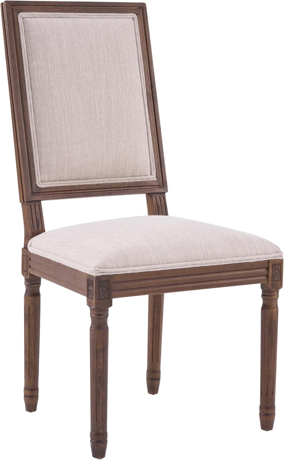 Christopher Knight Home Regina French Country Dining Chairs Set of 2, Wooden Dining Room Chair, High Back Kitchen Side Chair, Fabric Upholstered Armless Extra Seat, Beige+Walnut