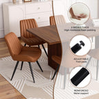 Miereirl 7-Piece Modern Farmhouse Dining Table Set with 6 Chairs, Sturdy Stable Dining Room Furniture with Soft Padded Upholstered Dining Chairs (Walnut Table + 6 Brown Chairs)