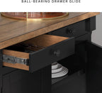 Signature Design by Ashley Wildenauer Buffet Cabinet, Modern Farmhouse Two-Tone Design, Hardwood Solids, Mango Wood Veneer and MDF Substrate, Sideboard Storage for Dining Rooms, Black & Brown, 59" W