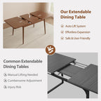 Muwuele Solid Wood Extendable Dining Table for 4-8 People with Seamless Extension from 47.2 to 63 Inches, Easy Assembly, Expandable Tables for Small Spaces, Dining Room, Kitchen, Living Room, Walnut
