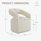 KISLOT Upholstered Dining Chairs with Casters Easy Assembly Require Modern Barrel Armchair with Rollers for Diningroom Bedroom Livingroom Reading Room,Set of 2,Cream Beige