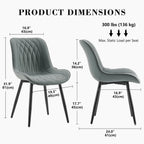 Rowill Dining Chairs Set of 2 Modern Faux Leather Kitchen Chairs with Thickened Metal Frame, Scratch-Resistant Upholstery,Widened Seat & Anti-Slip Pads, Cushioned Backrest for Kitchen,Greyish Green