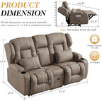 Loveseat Recliner Sofa,RV Wall Hugger Recliners for Small Spaces,Reclining Loveseat Sofa Recliner with Cup Holders/Lumbar Pillows,RV Furniture (Khaki, Loveseat with Flip-up Console)
