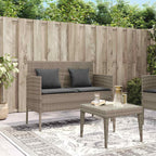 Gray Poly Rattan Patio Storage Bench with Cushions, PE Rattan Outdoor Seating with Waterproof Bag and Gas Spring