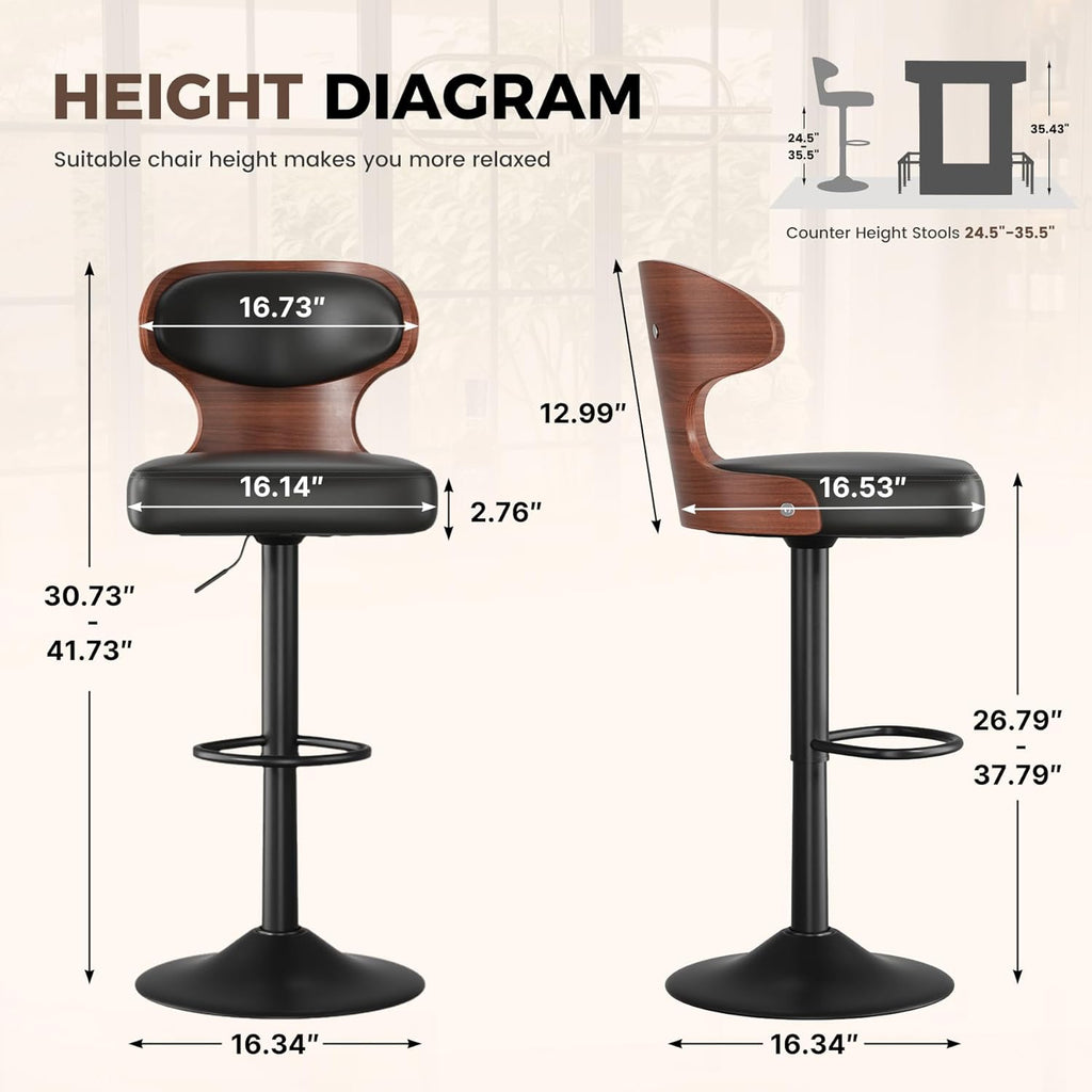 Miereirl 5-Piece Bar Table Set, 63" Counter Height Dining Table with 4 Swivel Barstools, Industrial Wooden Kitchen Island Table Set with Footrest and Backrest for Dining Room, Home Bar