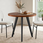 Round Dining Table, Small Dining Table for 2, 31.5" Round Table, Mid-Century Modern Kitchen Table with 1.4" Thickness Wood Grain Tabletop for or Small Space, Dining Room, Kitchen, UG Brown