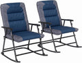 Outsunny Oversized Folding Rocking Camping Chair Set of 2 Padded Navy Blue | Outdoor Rockers, High Back and Armrests, Portable Outdoor Patio Chairs, Steel Frame, Garden Porch Lawn