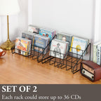 MyGift 2pc CD Storage Rack, 3 Tier Media Holder, Black Metal Organizer | Three-tier design keeps music and movie collections organized while saving desktop and shelf space with a compact footprint