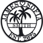 Personalized Metal Palm Tree Sign, Custom Signs Outdoor Palm Tree, Personalized Palm Tree Sign, Metal Palm Anniversary Gift, Palm Tree Metal Wall Art, Custom Metal Sign with Palm Tree