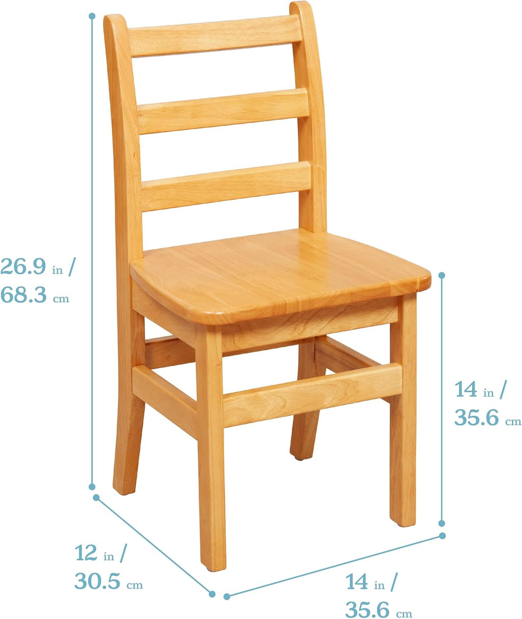 ECR4Kids 30in D Round Hardwood Table with 24in Legs and Two 14in Chairs, Kids Furniture, Honey, 3-Piece | Durable rubberwood, GREENGUARD Gold Certified, ANSI/BIFMA Compliant, 6-8 years, 200 lb seat capacity, classroom & home use
