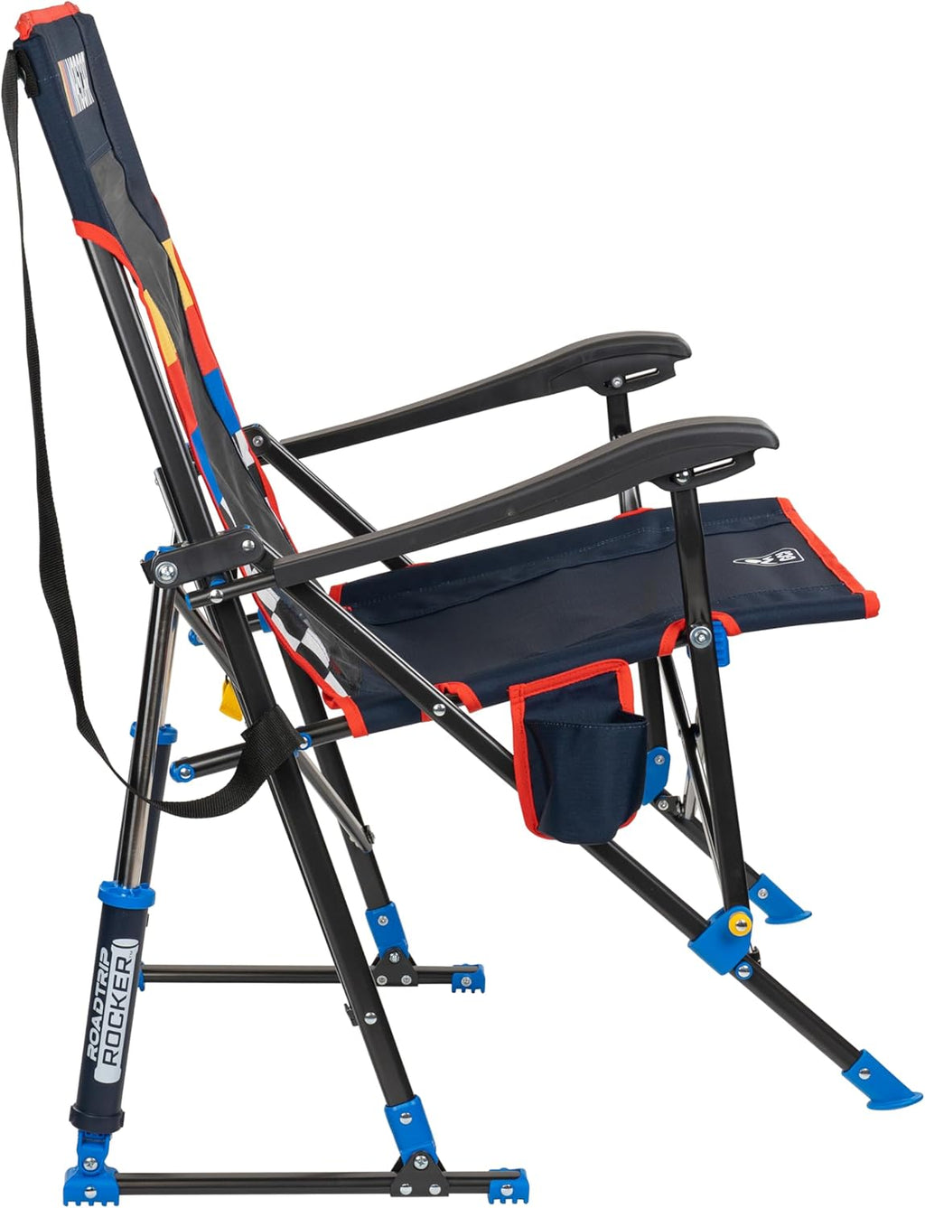 GCI Outdoor NASCAR Roadtrip Rocker Camping & Sideline Sports Chair | Portable Folding Rocking Chair with Durable Armrests & Drink Holder, Black