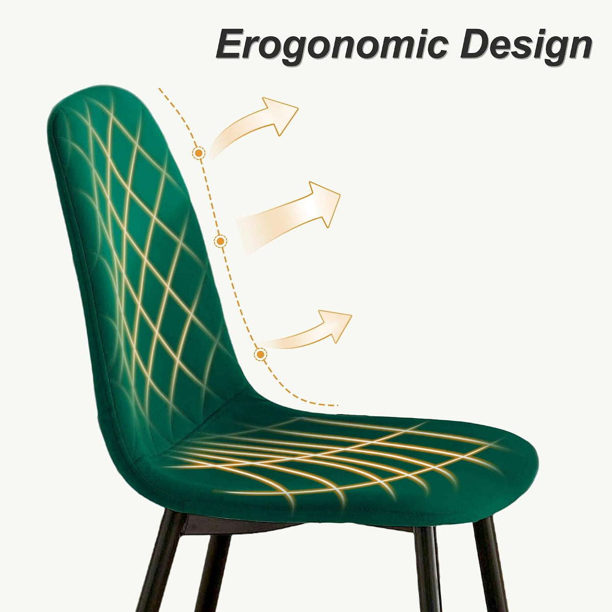 Velvet Green Dining Chairs Set of 4 - Upholstered Kitchen & Dining Room Chairs with Metal Legs, Mid-Century Modern Chairs for Living Room Dining Room Kitchen Bedroom