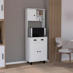 Waco 67" H Kitchen Pantry with Two Cabinets, Two Open Shelves, and One Drawer,White