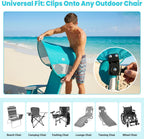 #WEJOY Beach Chair with Canopy Shade, Reclining Adjustable 4 Position, Lay Flat Lightweight Folding Portable Aluminum Chair with Backpack Straps,Padded headrest, Heavy Duty 400lbs Lawn Chair for Beach