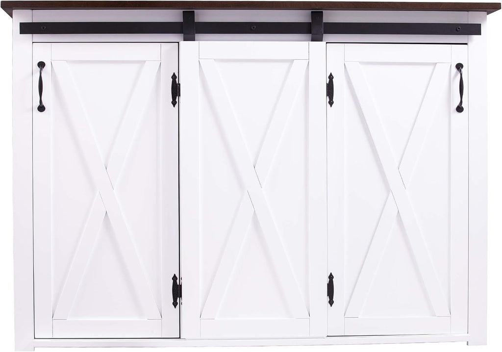 SEI Furniture - Leshire Barn-Door Kitchen Island - Transitional Design, Brown Finish - Ideal for Kitchen, Dining Room (KA1068861)