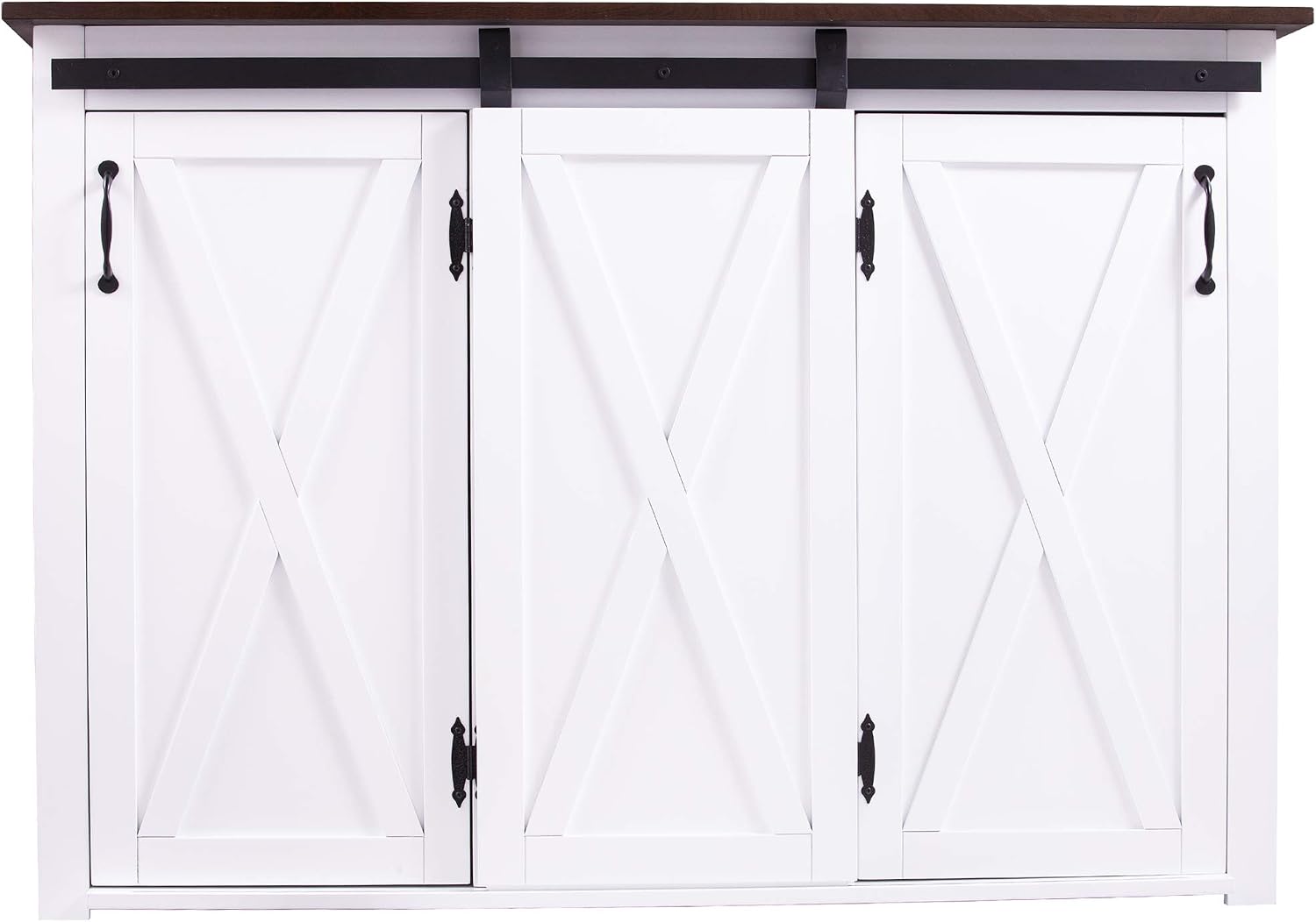 SEI Furniture - Leshire Barn-Door Kitchen Island - Transitional Design, Brown Finish - Ideal for Kitchen, Dining Room (KA1068861)