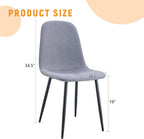 Modern Linen Dining Chairs Set of 4, Luxury Upholstered Kitchen Chairs with High Resilience Foam & Integral Black Metal Legs, Mid-Century Side Chairs for Dining Room, Vanity, Light Grey