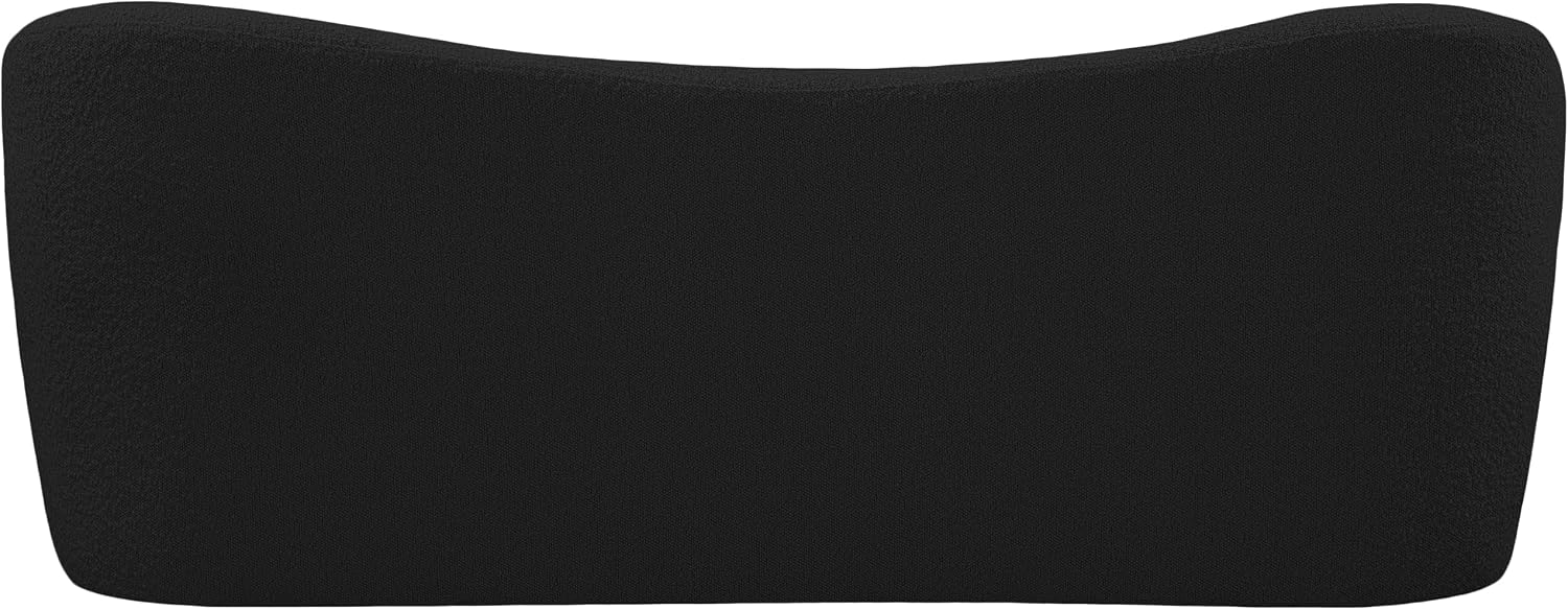 Meridian Furniture 119Black Flair Collection Modern | Contemporary Boucle Fabric Upholstered Bench with Curved Back Design, Black, 62" W x 23" D x 24" H