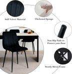 Modern Round Glass Dining Table Set for 4, 36'' Small Tempered Glass Tabletop Black Base with 4 Black Minimalism Dining Chairs, 5-Piece Clear Circle Dining Table Set(Easy Assemble)