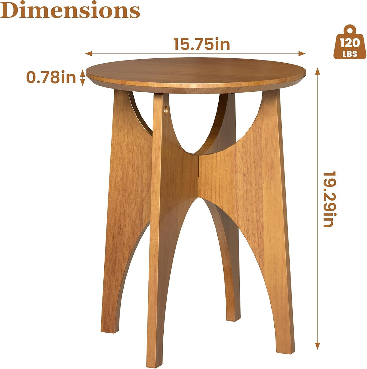 Round Side Table Living Room, Solid Wood End Table, Mid Century Modern Small Coffee Side Tables for Small Spaces, Farmhouse Accent Tables, Round Nightstand for Living Room, Bedroom Office, Walnut