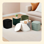 PINPLUS Ottoman with Stroage Square Velvet Ottoman and Tray Removable Foot Rest Coffee Table for Dorm, Living Room,White 15" D x 15" W x 15" H