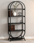 Arched Bookshelf,5-Tier Tall Wide Open Bookshelf,Modern Brown Storage Bookshelves, Freestanding Display Rack Shelving Unit for Office, Bedroom, Living Room, Easy Assembly, Black