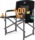 TIMBER RIDGE Aluminum Oversized Camping Chair, Support 400lbs | Lightweight Directors Chair Foldable with Side Table Detachable Side Pocket for Outdoor Camping, Lawn, Picnic