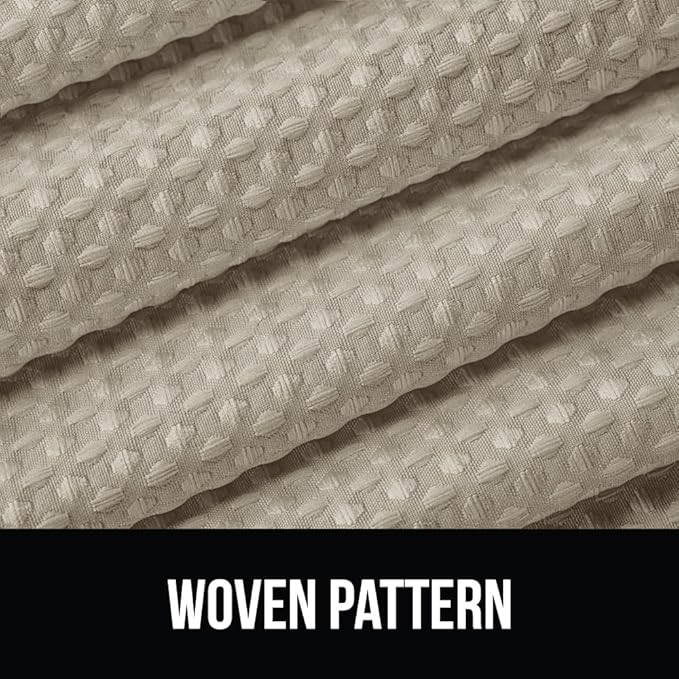 GORILLA GRIP Waffle Shower Curtain, Thick Weighted Fabric, 72x78, Wrinkle and Rust Resistant, Classic Hotel Quality Design, Heavy Duty Long Curtains for Bathroom Showers, Bath Tubs, Machine Wash Beige