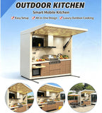 All Aluminum Modular Outdoor BBQ Kitchen Island, Prefab Outdoor Cooking Station with Stainless Material, and Audio Structure for Family Backyard, Coastal & Outside Recreation