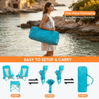 Folding Beach Chair Set of 3, Portable Camping Chairs with Table, Carrying Bag, Cup Holders, Outdoor Breathable Mesh Seat, 225lbs Heavy Duty Beach Chair for Camp Sand Travel Sunbathing