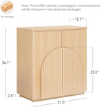 CHITA Sideboard Buffet Cabinet with Storage, Small Storage Cabinet with Doors and Shelves for Living Room Accent, Bar, Kitchen, Oak
