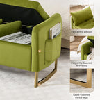 48" End of Bed Bench, Modern Storage Benches with Button-Tufted, Velvet Upholstered Storage Ottoman Bench for Foot of Bed with Arms, Gold Legs Window and Entryway, Olive Green