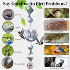 Stainless Steel Wind Spinner with Bells,Visual & Sound Bird Scarer to Keep Woodpeckers, Pigeons Away, Garden Decor for Yard, Patio, Farm Protection