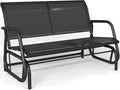 KROFEM Outdoor Glider Bench, Glider Bench for Outside Patio, Black | High Backrest and Breathable Mesh Fabric, Yard Porch Loveseat, Outside Rocking Swing Chair, Heavy Duty Metal, Clearance