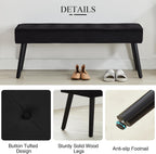 LOULENS 44'' Velvet Entryway Bench, Modern Upholstered Buttons Tufted End of Bed Bench with Solid Wood Legs, Comfortable Bed Ottoman for Bedroom, Living Room, Entryway, Hallway, Black