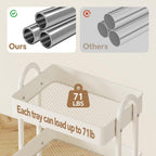 MIOCASA 3-Tier Metal Utility Rolling Cart, Heavy Duty Multifunction Cart with Lockable Casters, Easy to Assemble, Suitable for Office, Bathroom, Kitchen, Garden