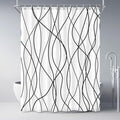 Punkray Black and White Striped Wavy Line Polyester Shower Curtain for Bathroom, Extra Long 84 Inches, Weighted Hem, Waterproof Bath Accessories - Machine Washable