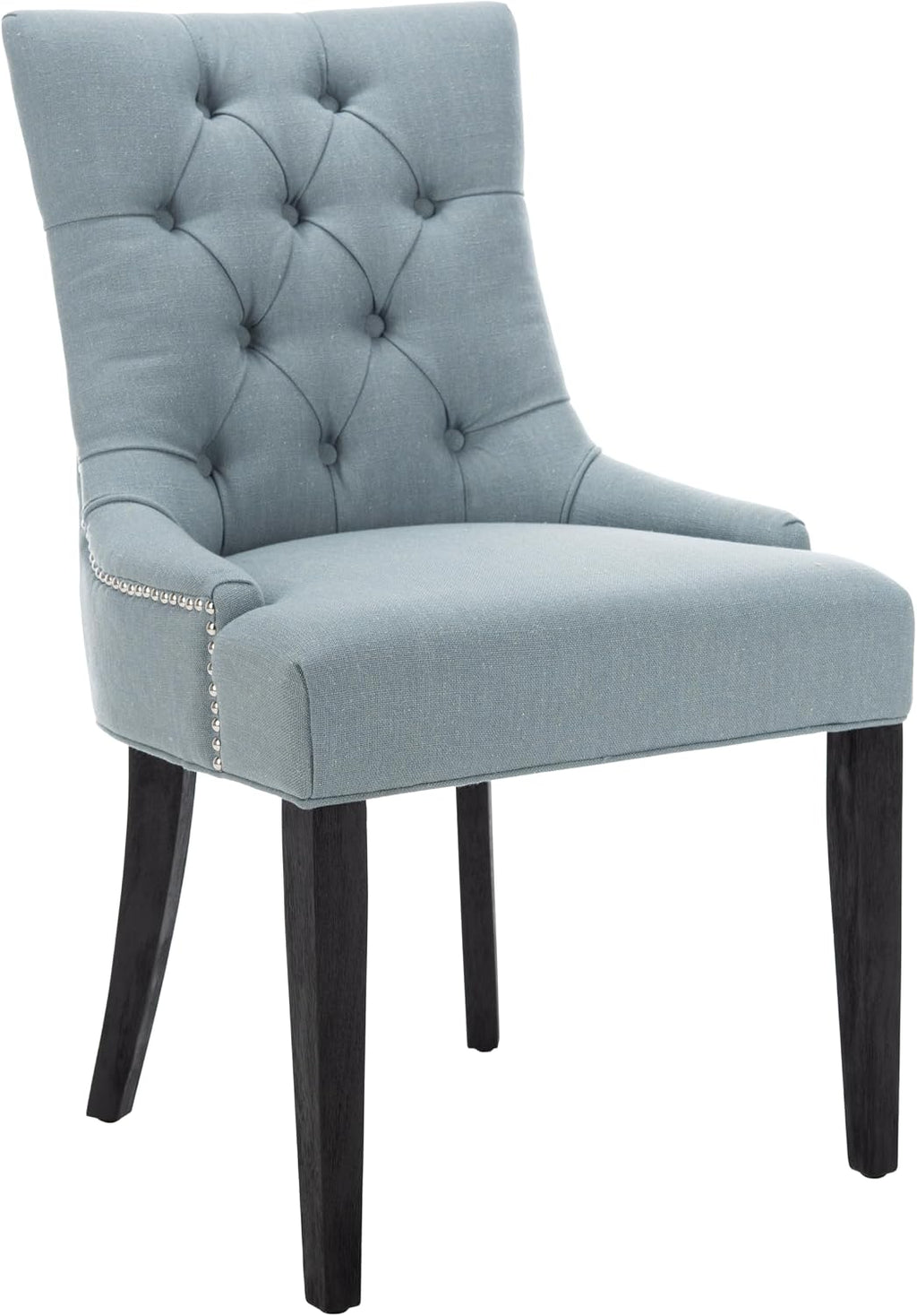 SAFAVIEH Home Collection - Abby Sky Blue Upholstered Dining Chair, Button Tufted Back, Nailhead Trim, Classic Accent Chair (MCR4701N)