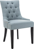 SAFAVIEH Home Collection - Abby Sky Blue Upholstered Dining Chair, Button Tufted Back, Nailhead Trim, Classic Accent Chair (MCR4701N)