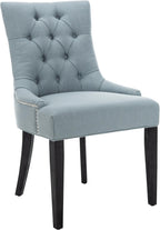 SAFAVIEH Home Collection - Abby Sky Blue Upholstered Dining Chair, Button Tufted Back, Nailhead Trim, Classic Accent Chair (MCR4701N)