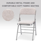 4 Pack Folding Chairs with PU Padded Cushion and Back, Commercial Grade Metal Chairs with Comfortable PU Leather Cushion for Home and Office, for Indoor and Outdoor Events (4, White-Fabric)