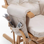 Paddie Glider Rocker Replacement Cushions Velvet with Storage, Rocking Chair Cushion Set with Ties, 5PCS, Beige