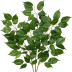 Ficus Leaves Artificial Branches 35.4" Faux Ficus Tree Branches Fake Greenery Plant Spray for Tree DIY Arch Wedding Bouquet Wreath Wall Decor - 3PCS