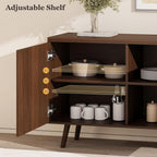 60" Buffet Cabinet with Storage, Sideboard Buffet Cabinet with 3 Drawers and 2 Doors, Mid Century Modern Coffee Bar Cabinet/TV Stand with Adjustable Shelves, Dark Brown