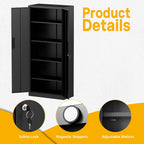 Metal Storage Cabinet with 2 Doors and 4 Adjustable Shelves, 71" Garage Storage Cabinet with Anti-Tipping Design, Lockable Garage Cabinets for Office, Home, Garage, Gym, School